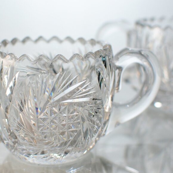 VINTAGE Pressed Glass Sugar Bowl and Creamer Set - Perfect For Coffee or Tea Set - Picture 5 of 7